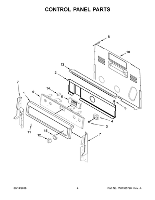 Control Panel Parts Diagram and Parts List for WFE745H0FS2  Whirlpool Range