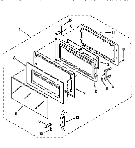 Door Diagram and Parts List for MH7155XBZ0  Whirlpool Microwave