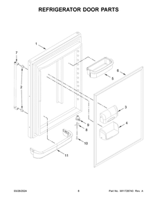 Refrigerator Door Parts Diagram and Parts List for KRBL102ESS05  KitchenAid Refrigerator