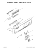 CONTROL PANEL AND LATCH PARTS Diagram and Parts List for WDF110PABB0  Whirlpool Dishwasher
