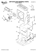 AIR FLOW AND CONTROL PARTS Diagram and Parts List for AD65USR0  Whirlpool Dehumidifier