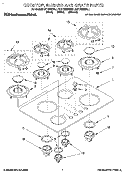 COOKTOP, BURNER AND GRATE Diagram and Parts List for KGCT365BAL1  KitchenAid Cooktop