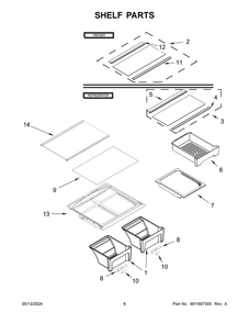 Shelf Parts Diagram and Parts List for WRTX5328PM00  Whirlpool Refrigerator