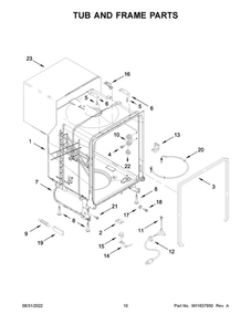 Tub And Frame Parts Diagram and Parts List for WDF331PAMS0  Whirlpool Dishwasher