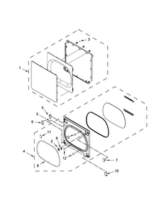 Door Parts Diagram and Parts List for 7MWGD8000EW1  Whirlpool Dryer