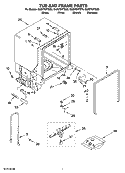 TUB AND FRAME PARTS Diagram and Parts List for GU2370XTST0  Whirlpool Dishwasher