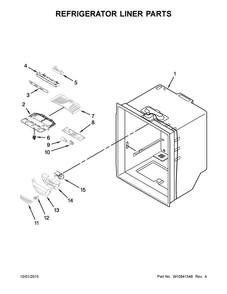 Refrigerator Liner Parts Diagram and Parts List for 5GBB1958EW00  Whirlpool Refrigerator