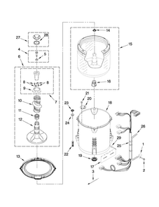 Basket And Tub Parts Diagram and Parts List for 11020022013  Kenmore Washer