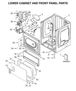 Lower Cabinet And Front Panel Diagram and Parts List for CSP2940HQ0  Whirlpool Dryer