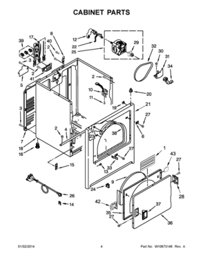 03 - CABINET PARTS Diagram and Parts List for YWED4800BQ1  Whirlpool Dryer