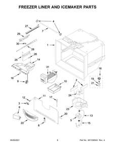 Freezer Liner And Icemaker Parts Diagram and Parts List for WRF532SMHZ05  Whirlpool Refrigerator