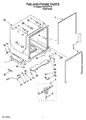 TUB AND FRAME PARTS Diagram and Parts List for KUDS03FTPA0  KitchenAid Dishwasher