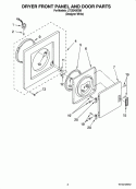 DRYER FRONT PANEL AND DOOR PARTS Diagram and Parts List for LTE5243DQ8  Whirlpool Washer Dryer Combo