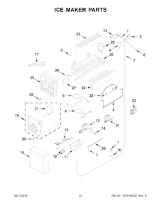 Ice Maker Parts Diagram and Parts List for KBFN402ESS00  KitchenAid Refrigerator