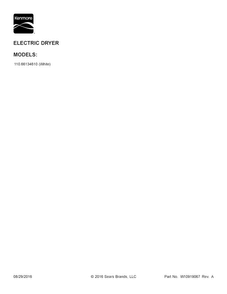 Cover Sheet Diagram and Parts List for 11066134610  Kenmore Dryer