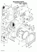 BULKHEAD PARTS Diagram and Parts List for WGD6600VW1  Whirlpool Dryer