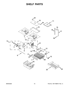 08 - Shelf Parts Diagram and Parts List for WRFF3236RZ00  Whirlpool Refrigerator