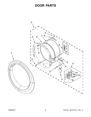 05 - DOOR PARTS Diagram and Parts List for CED7464GW1  Whirlpool Dryer