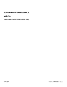 Cover Sheet Diagram and Parts List for URB551WNGZ0  Whirlpool Refrigerator
