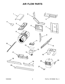 Air Flow Parts Diagram and Parts List for YWML35011KS0  Whirlpool Microwave Oven Combo