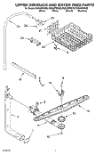 UPPER DISHRACK AND WATER FEED PARTS Diagram and Parts List for DU943PWKS0  Whirlpool Dishwasher