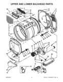 UPPER AND LOWER BULKHEAD PARTS Diagram and Parts List for CSP2760TQ3  Whirlpool Dryer