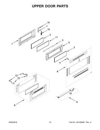 Upper Door Parts Diagram and Parts List for KFED500EBL03  Whirlpool Range