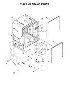 Tub And Frame Parts Diagram and Parts List for WDT750SAHZ0  Whirlpool Dishwasher