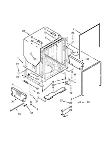 Tub And Frame Parts Diagram and Parts List for KUDE70FXBL6  KitchenAid Dishwasher