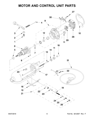 Motor And Control Unit Parts Diagram and Parts List for 5KSM150PSAVB0  Whirlpool Mixer