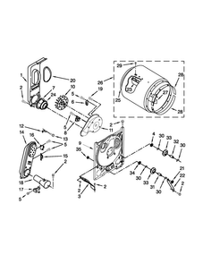 Bulkhead Parts Diagram and Parts List for RGD4645EW0  Roper Dryer