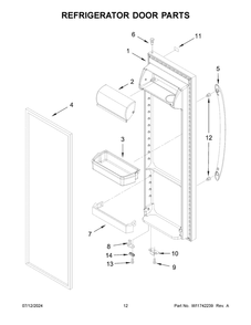 07 - Refrigerator Door Parts Diagram and Parts List for ASI2175GRW10  Whirlpool Refrigerator