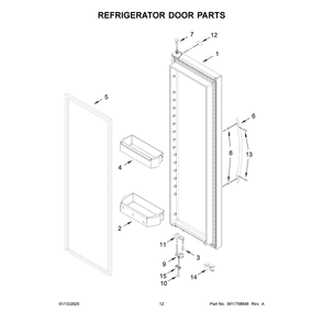 Refrigerator Door Parts Diagram and Parts List for WRSC5536RZ00  Whirlpool Refrigerator