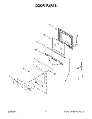 04 - DOOR PARTS Diagram and Parts List for YMES8800FZ0  Whirlpool Range