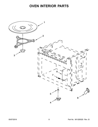 Oven Interior Parts Diagram and Parts List for UMH50008HS0  Whirlpool Microwave