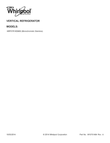 Cover Sheet Diagram and Parts List for WRF57R18DM00  Whirlpool Refrigerator