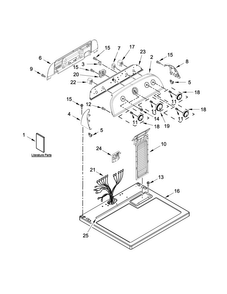 Top And Console Parts Diagram and Parts List for 7MWGD1930DM0  Whirlpool Dryer
