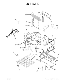 Unit Parts Diagram and Parts List for KRMF706EBS00  KitchenAid Refrigerator