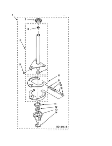 Brake And Drive Tube Diagram and Parts List for LSQ9560PW2  Whirlpool Washer