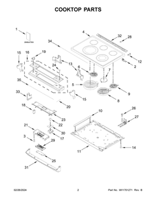 Cooktop Parts Diagram and Parts List for WEE745H0LZ4  Whirlpool Range