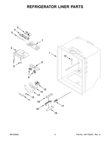 03 - Refrigerator Liner Parts Diagram and Parts List for WRFF3036RW00  Whirlpool Refrigerator