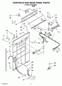 CONTROLS AND REAR PANEL PARTS Diagram and Parts List for ETW4100SQ3  Estate Washer