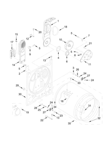 Bulkhead Parts Diagram and Parts List for WED4815EW1  Whirlpool Dryer