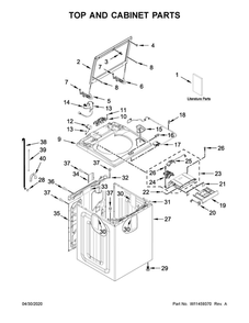 Top And Cabinet Parts Diagram and Parts List for 11031652020  Kenmore Washer