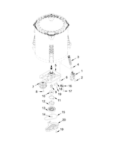 Gearcase, Motor And Pump Parts Diagram and Parts List for 11022102312  Kenmore Washer