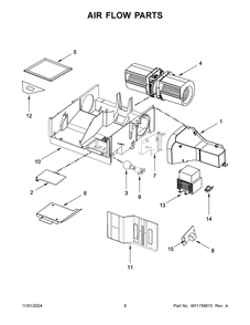 05 - Air Flow Parts Diagram and Parts List for WMH31017HW10  Whirlpool Microwave