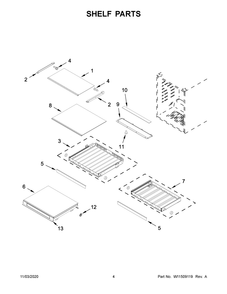Shelf Parts Diagram and Parts List for KUBR304EBS02  Whirlpool Wine and Beverage Cooler