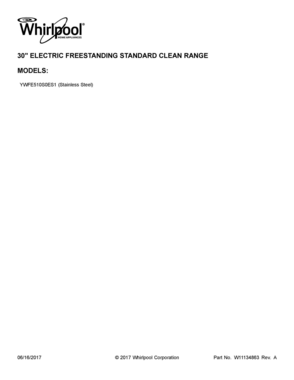 01 - COVER SHEET Diagram and Parts List for YWFE510S0ES1  Whirlpool Range