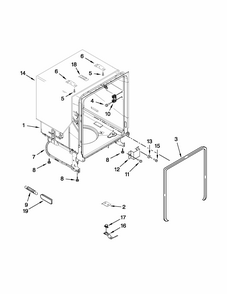 Tub And Frame Parts Diagram and Parts List for 66515119K214  Kenmore Dishwasher