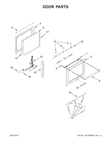 Door Parts Diagram and Parts List for KSGG700EBS1  KitchenAid Range